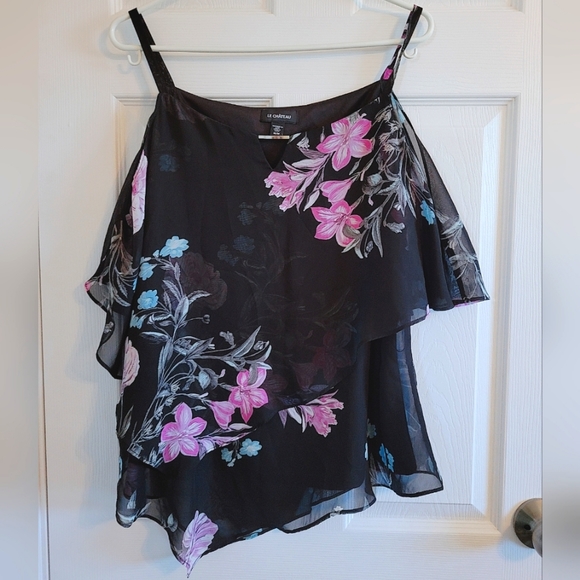 Le Chateau flutter sleeve open shoulder Blouse Size M - Picture 1 of 5